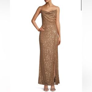 Size 10 Laundry by Shelli Segal gold formal gown, WORN ONCE